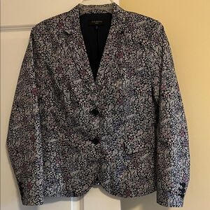 Talbots Multicolor Floral 100% Cotton Blazer